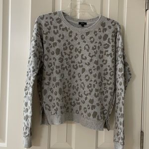Rails Leopard Print Side Zip Distressed Sweater S